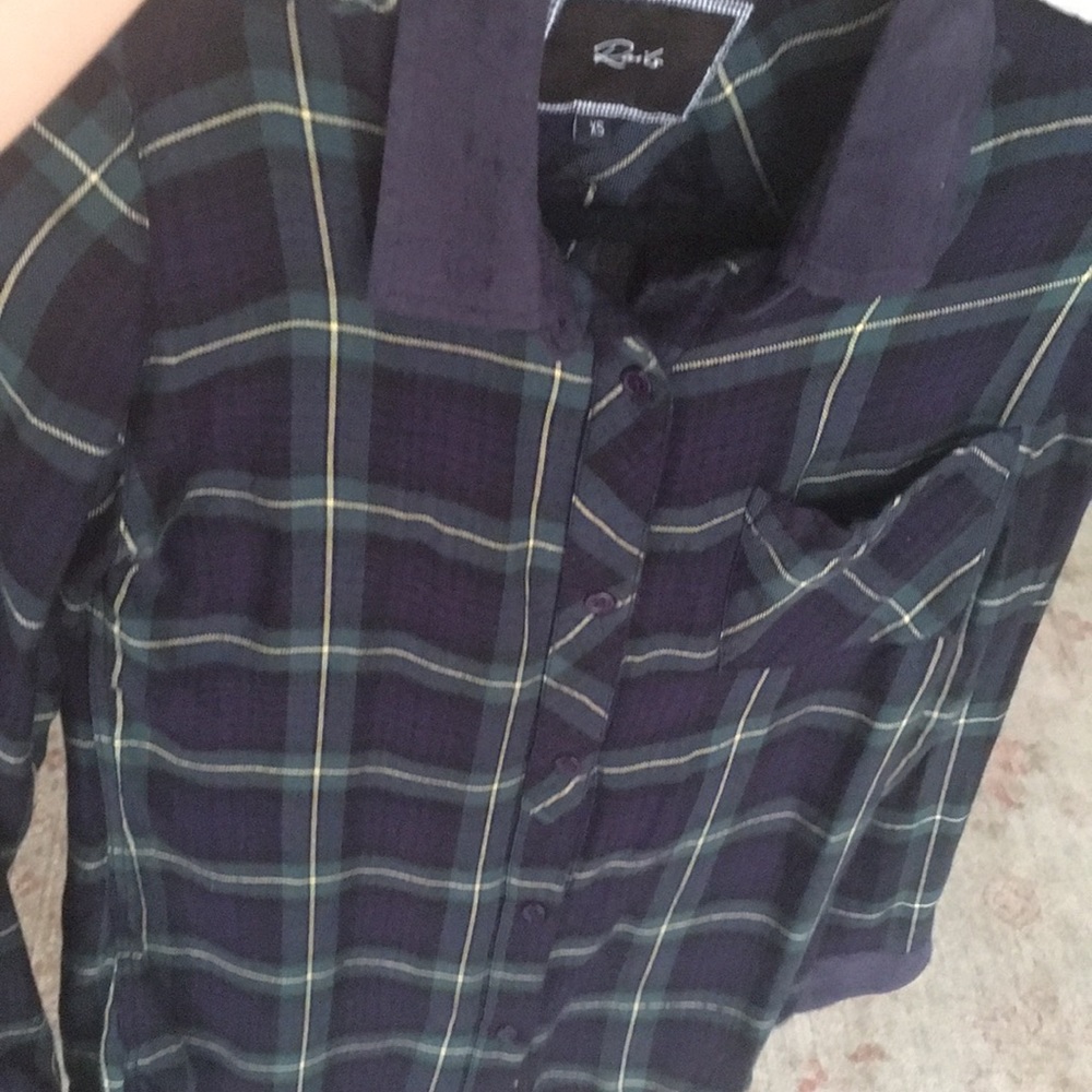 Rails Navy/Green Flannel Button Down - image 3